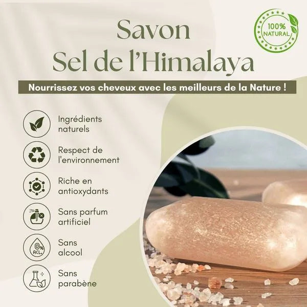 Savon 100% Naturel au Sel de l'Himalaya Purifiant et Énergétique (200g).