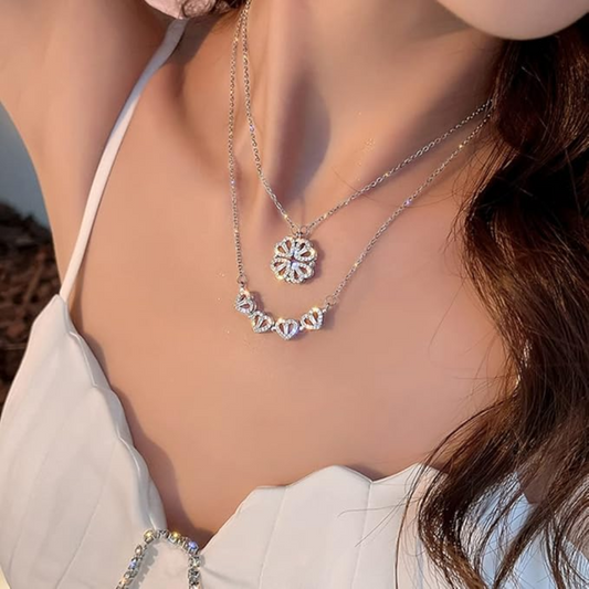 Mareva TrèfleMagique – Collier Cœur et Trèfle Aimanté