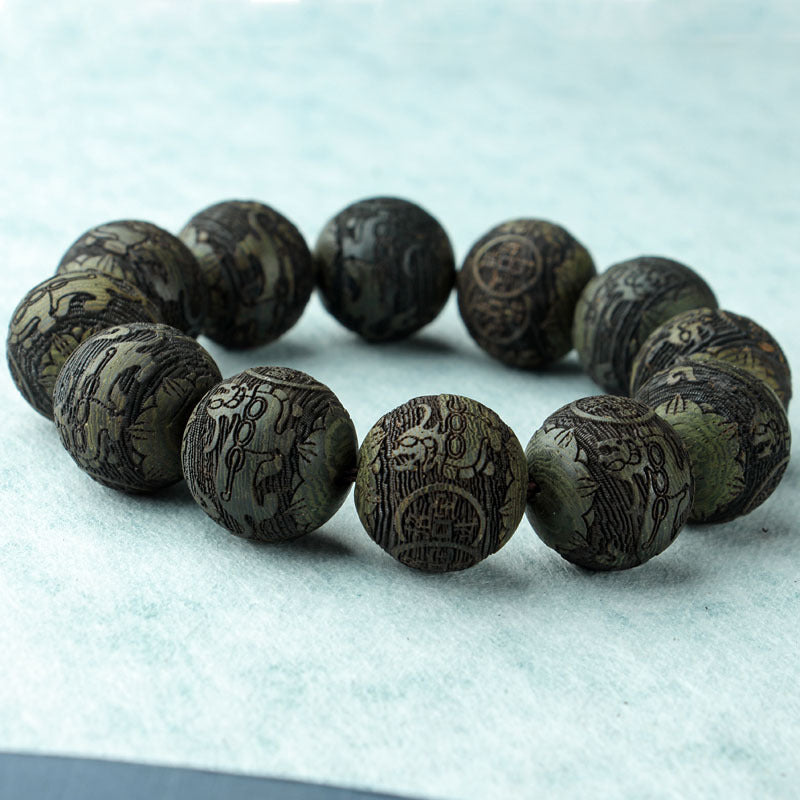Bois Sacré – Bracelet en Perles d’Agarwood Qinan Noir (Agarwood Beads)