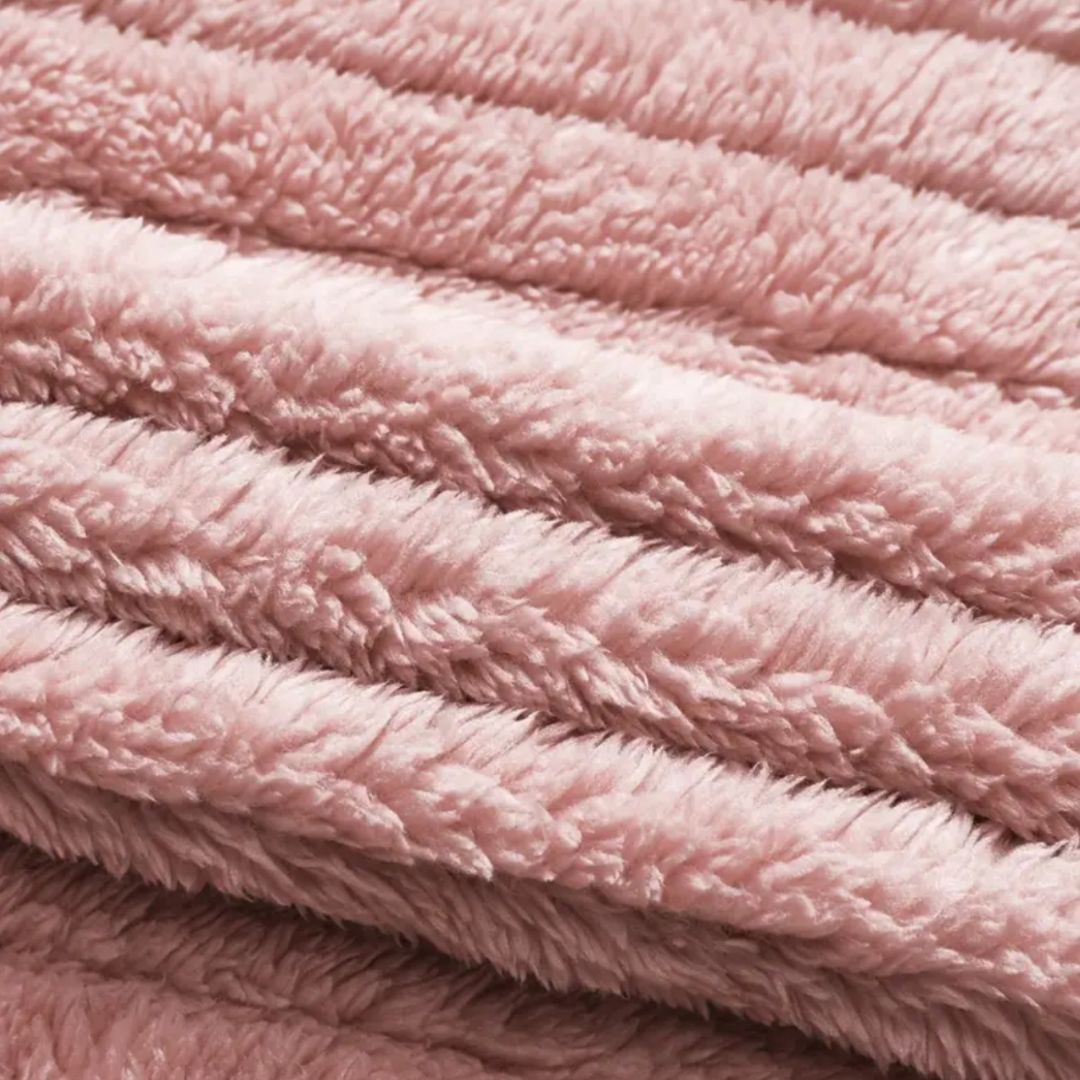 Veste Peluche Rose Col Montant