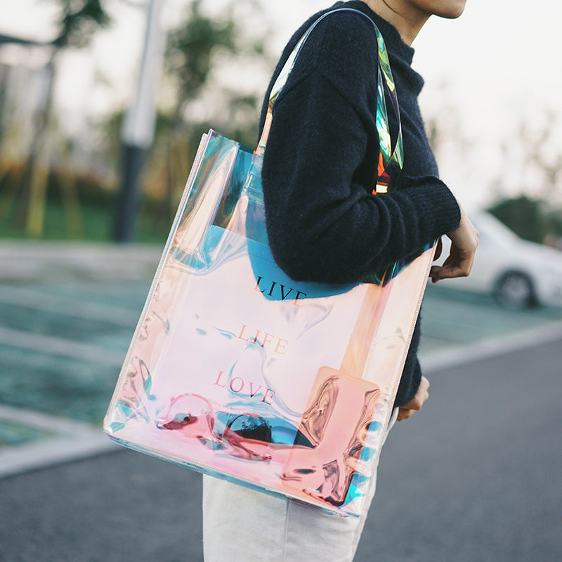 Tote Bag Lazura™ – Sac PVC Transparent à Reflets Brillants