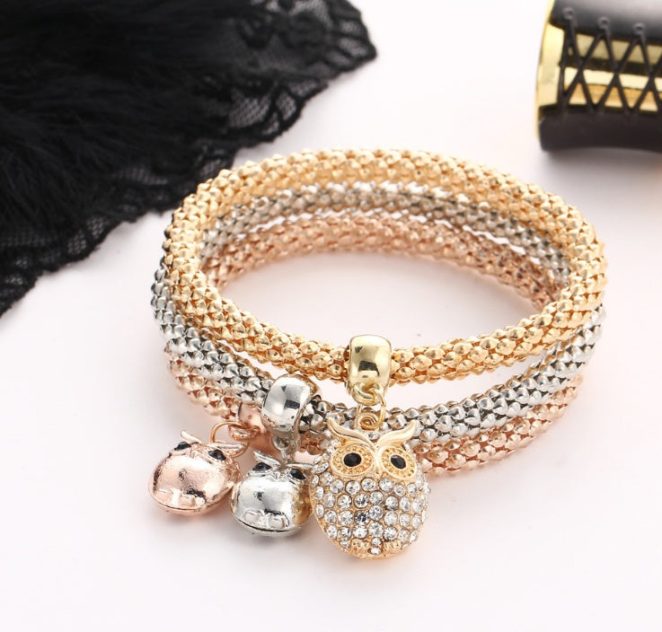 Bracelet hibou charme en cristal