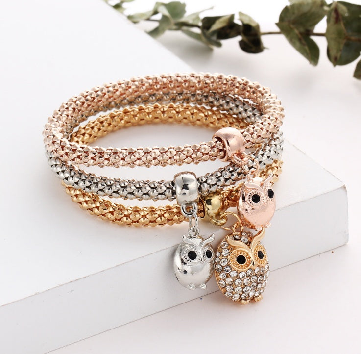 Bracelet hibou charme en cristal