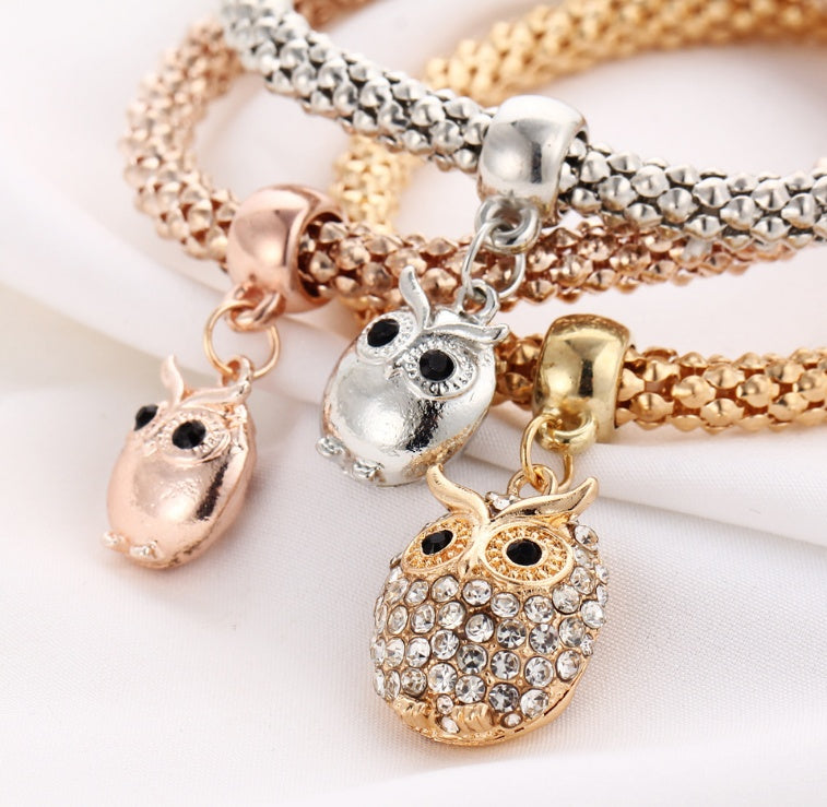 Bracelet hibou charme en cristal