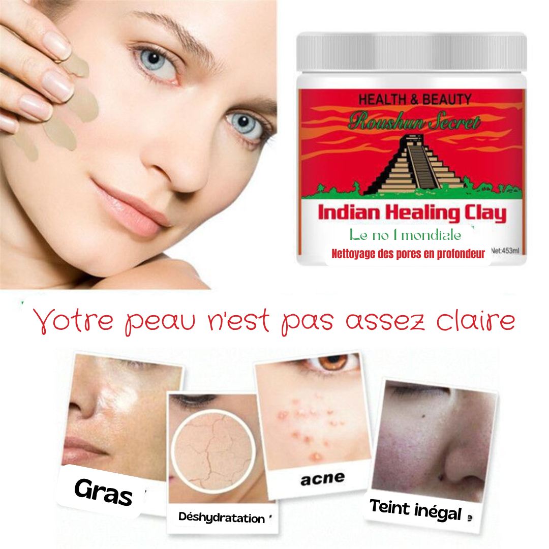Masque Visage à l’Argile Bentonite – Indian Healing Clay 100% Naturelle | Detox Peau &amp; Cheveux