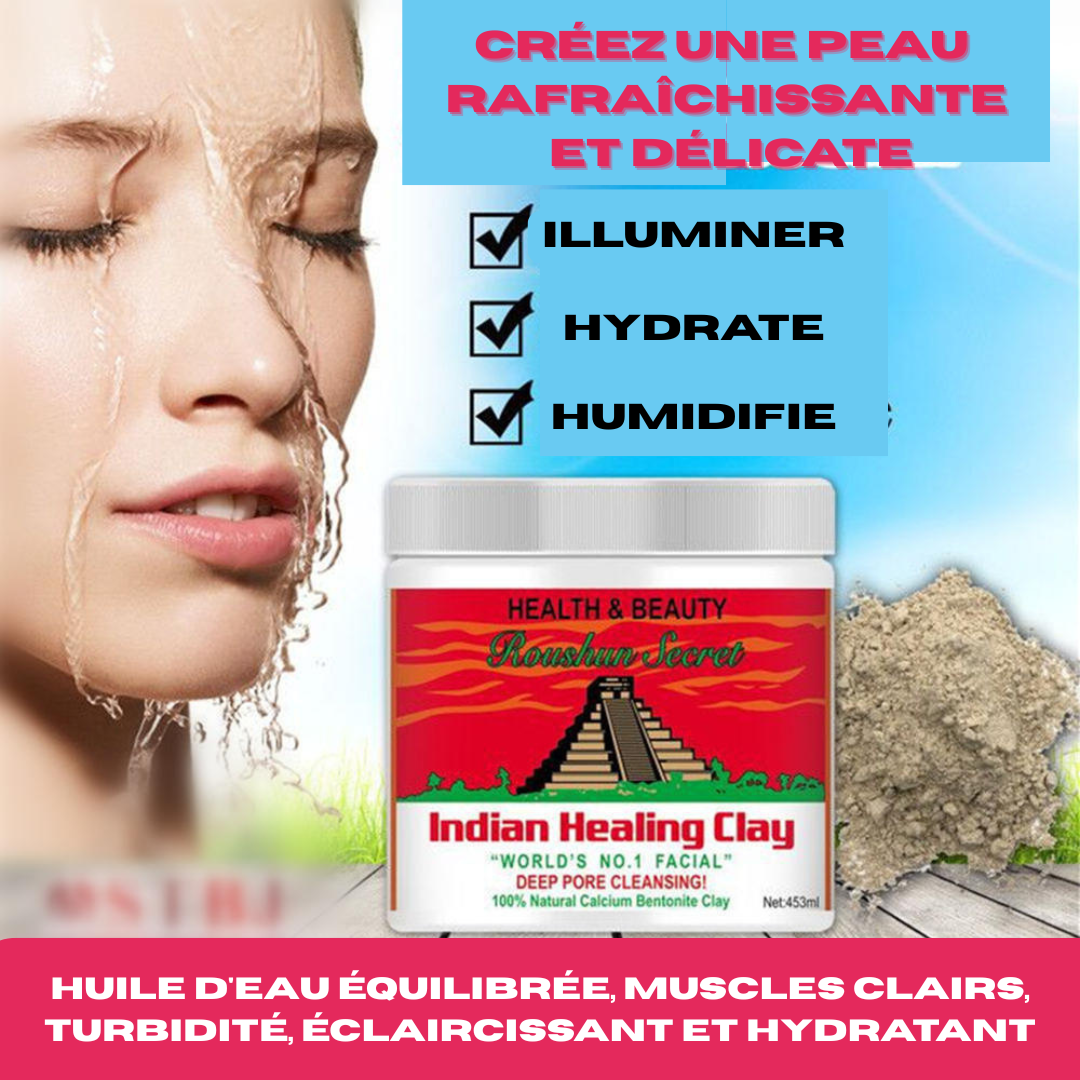 Masque Visage à l’Argile Bentonite – Indian Healing Clay 100% Naturelle | Detox Peau &amp; Cheveux