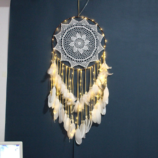 Dreamcatcher Plume en Crochet – Carillon Créatif au Vent