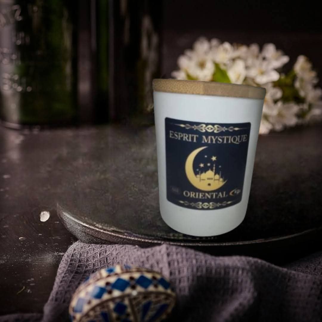 Collection Bougies Esprit Mystique Cire de Soja 180g – 5 Parfums pour Purification & Méditation.