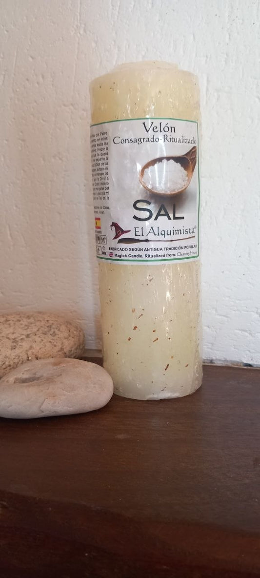 Bougie au sel Velon Rituelle – Consacrée & Préparée – Haute Protection, Purification et Magie Alchimique